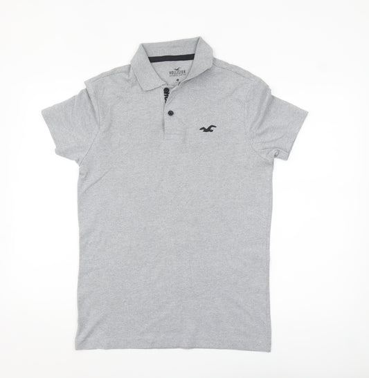 Hollister Men's Grey Slim Fit Stretch Polo Shirt Size S