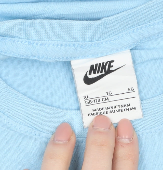 Nike Boys Blue XL Graphic Logo Short Sleeve Cotton T-Shirt