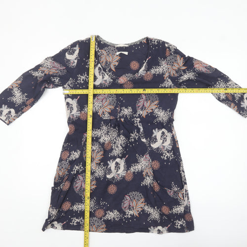 White Stuff Womens Blue Floral Tunic Top UK 10 Cotton 3/4 Sleeve