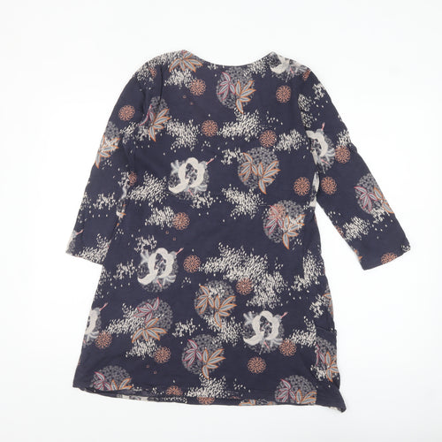White Stuff Womens Blue Floral Tunic Top UK 10 Cotton 3/4 Sleeve