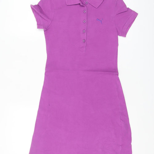 Puma Women Purple Collared Shirt Dress UK 6 Short Sleeve Casual