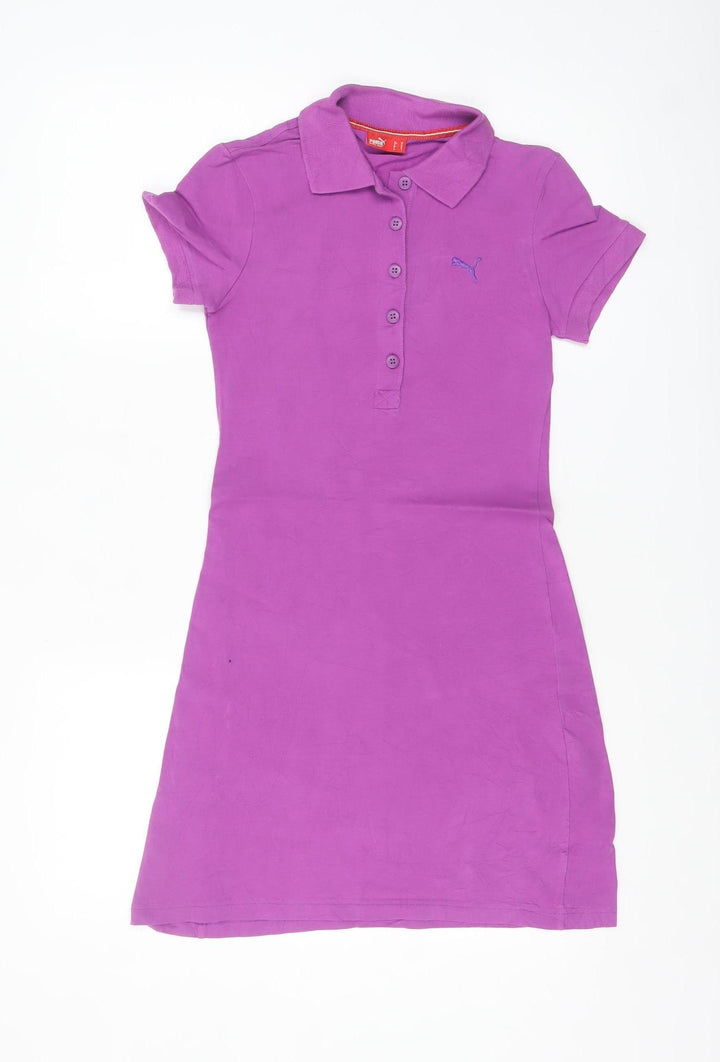 Puma Women Purple Collared Shirt Dress UK 6 Short Sleeve Casual