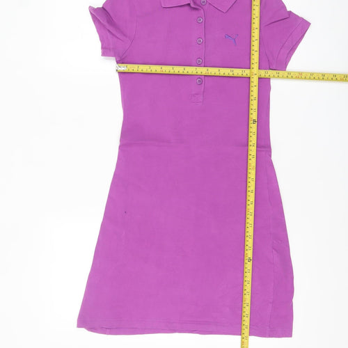 Puma Women Purple Collared Shirt Dress UK 6 Short Sleeve Casual