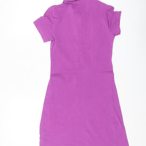 Puma Women Purple Collared Shirt Dress UK 6 Short Sleeve Casual