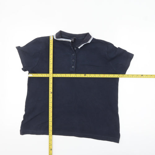 Lands' End Women's Blue Petite S Polo Shirt Short Sleeve Cotton