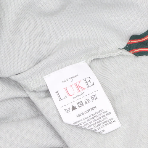 Luke Sport Men’s Grey Cotton Polo Shirt Large Classic Fit