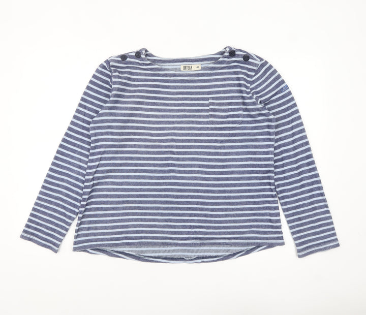 Batela Womens Blue Striped Cotton Nautical Long Sleeve Top Size 12