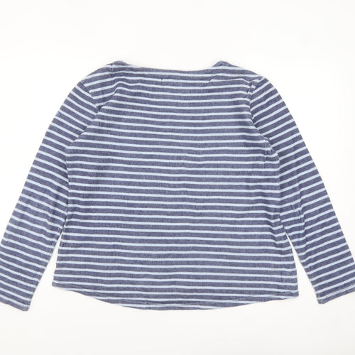 Batela Womens Blue Striped Cotton Nautical Long Sleeve Top Size 12