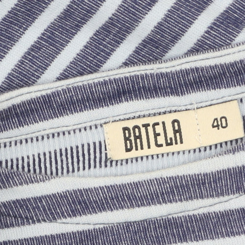 Batela Womens Blue Striped Cotton Nautical Long Sleeve Top Size 12