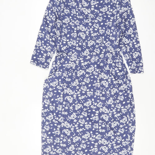 Laura Ashley Women's Blue Floral Shift Dress Size 8 3/4 Sleeve