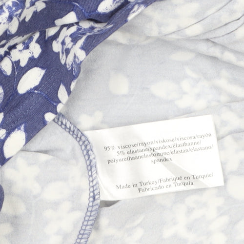 Laura Ashley Women's Blue Floral Shift Dress Size 8 3/4 Sleeve