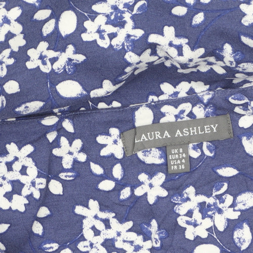 Laura Ashley Women's Blue Floral Shift Dress Size 8 3/4 Sleeve
