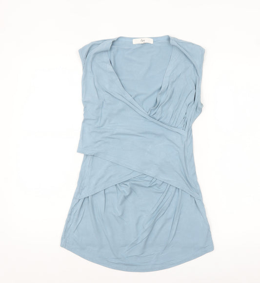Ripe Women’s Blue Maternity Wrap Sleeveless Viscose Blouse M