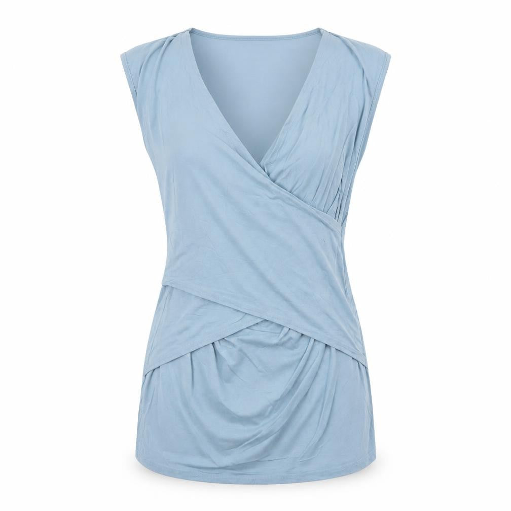 Ripe Women’s Blue Maternity Wrap Sleeveless Viscose Blouse M