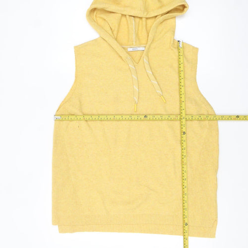 Cecil Womens Yellow Hooded Sleeveless Knit Vest Jumper L