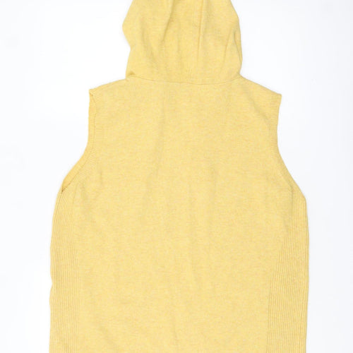 Cecil Womens Yellow Hooded Sleeveless Knit Vest Jumper L