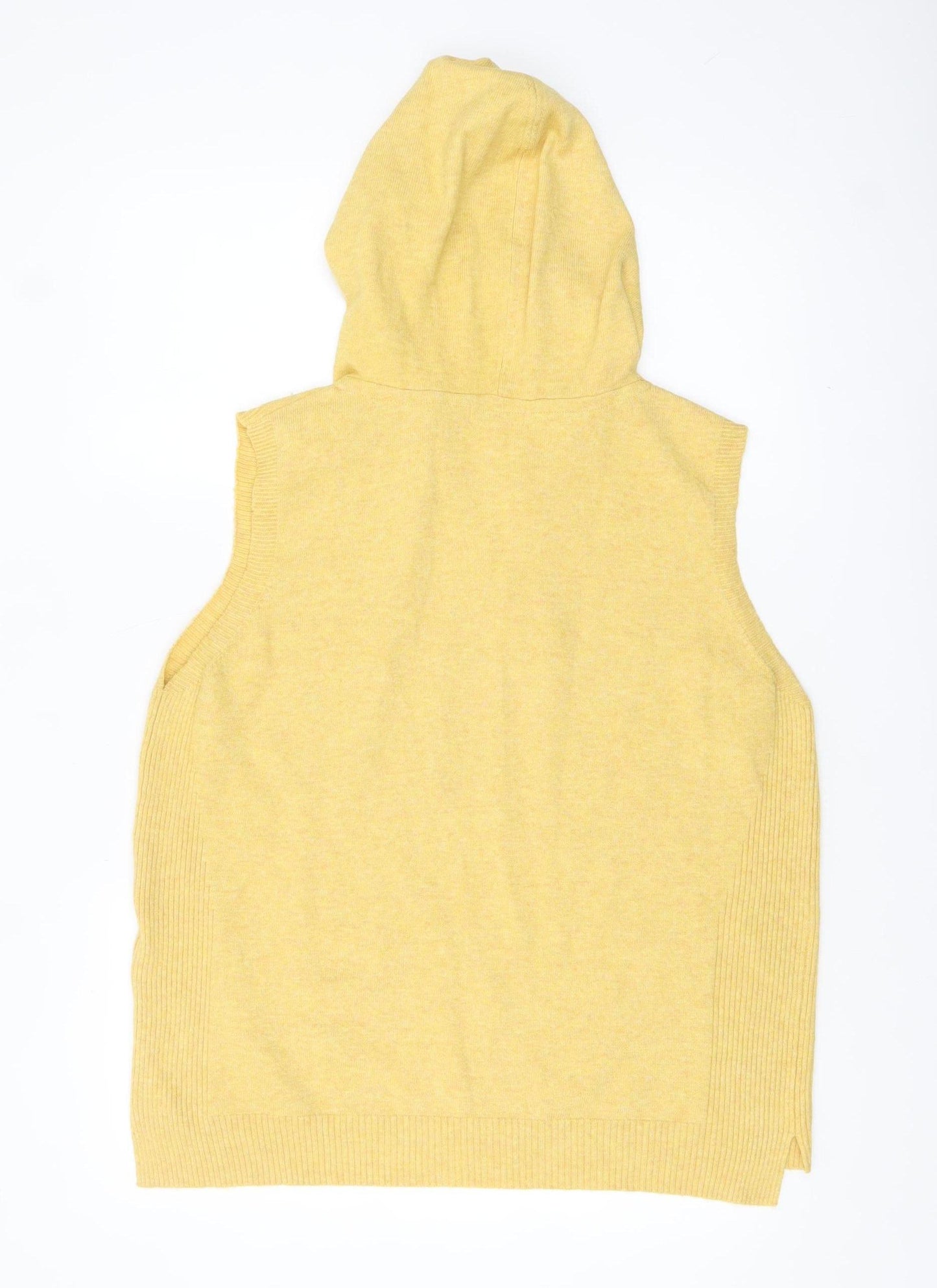 Cecil Womens Yellow Hooded Sleeveless Knit Vest Jumper L