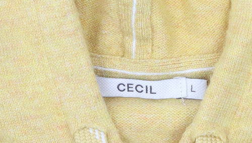 Cecil Womens Yellow Hooded Sleeveless Knit Vest Jumper L