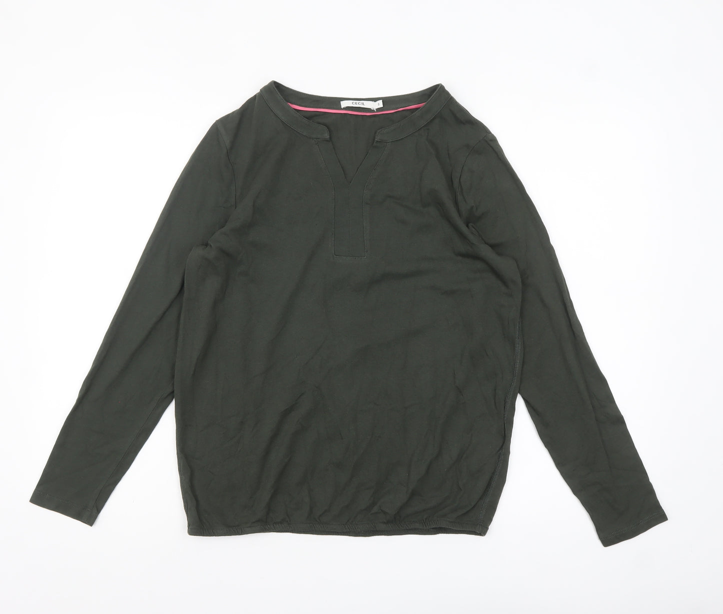 Cecil Women's Green V-Neck Long Sleeve Tunic Blouse Size S