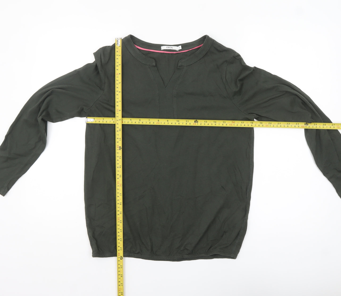 Cecil Women's Green V-Neck Long Sleeve Tunic Blouse Size S