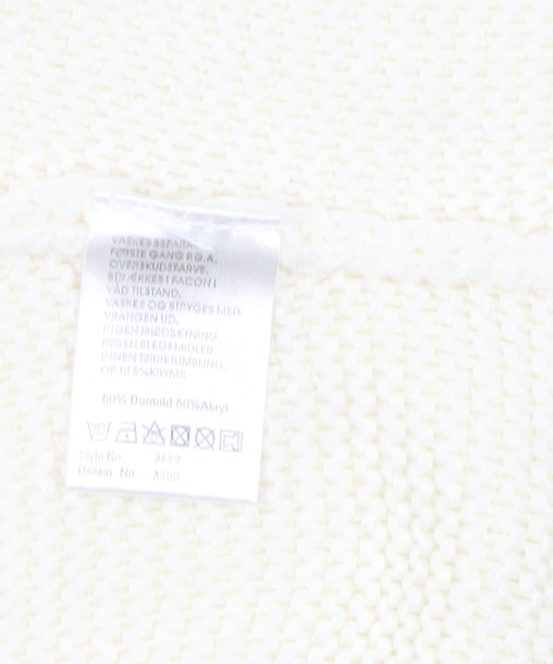 Fransa Women Ivory Short Sleeve Open Knit Cardigan M