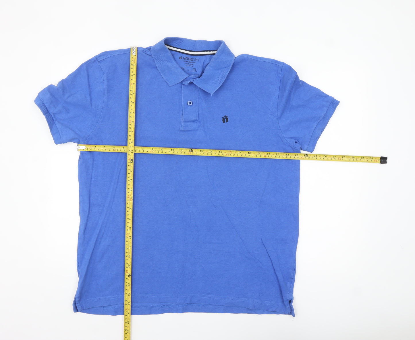 Hang Ten Men's Blue Cotton Polo Shirt XL Classic Casual