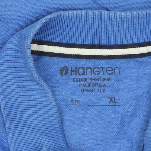 Hang Ten Men's Blue Cotton Polo Shirt XL Classic Casual