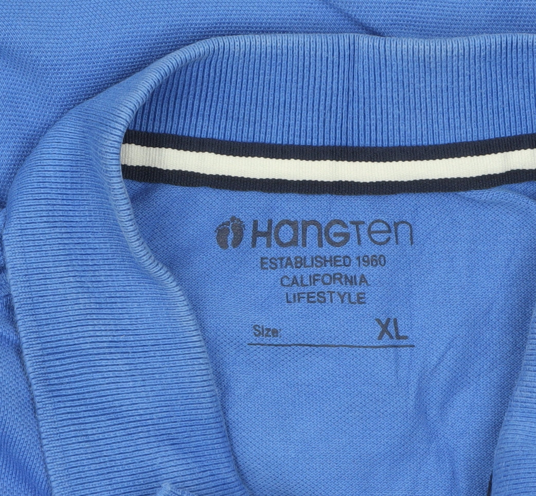 Hang Ten Men's Blue Cotton Polo Shirt XL Classic Casual
