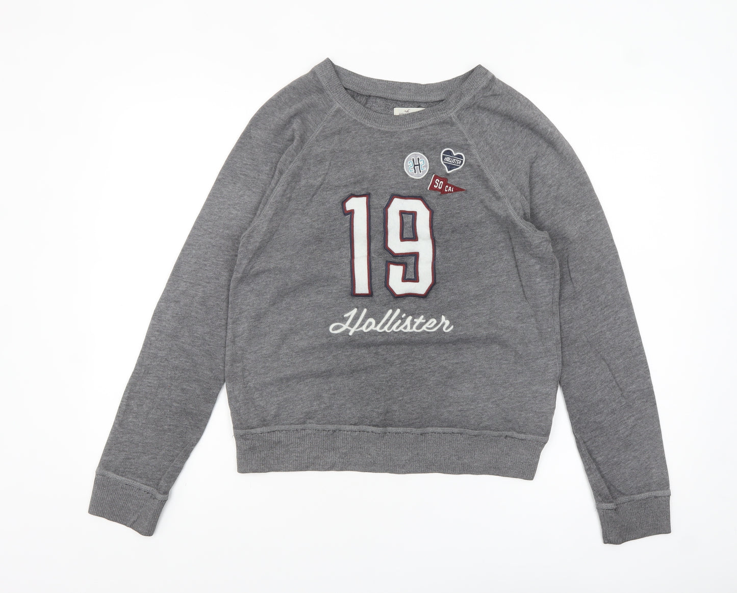 Hollister Womens Grey Long Sleeve Crew Neck Basic T-Shirt S