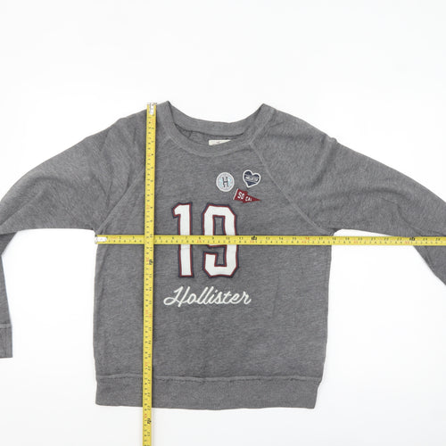 Hollister Womens Grey Long Sleeve Crew Neck Basic T-Shirt S