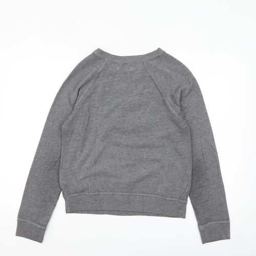 Hollister Womens Grey Long Sleeve Crew Neck Basic T-Shirt S