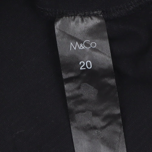 M&Co Women Black Lace 3/4 Sleeve Cotton Tunic Top Size 20