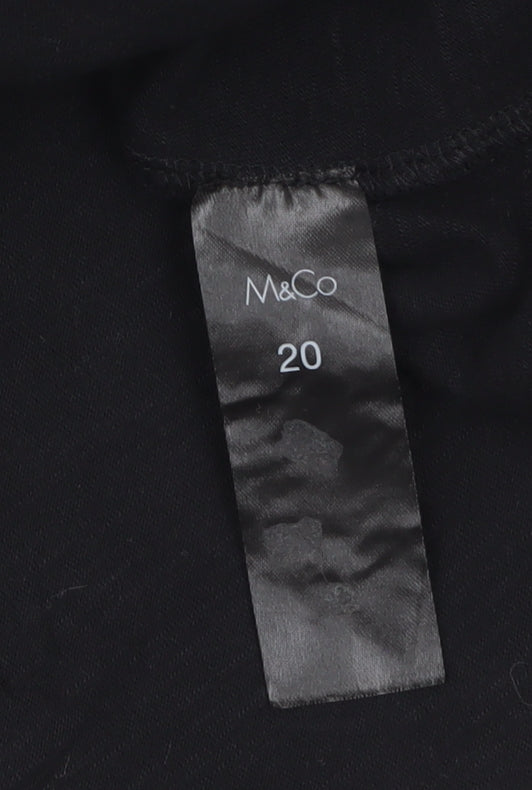 M&Co Women Black Lace 3/4 Sleeve Cotton Tunic Top Size 20