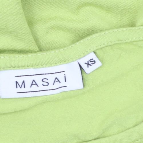 Masai Women Green XS Relaxed Viscose Jersey Short Sleeve T-Shirt