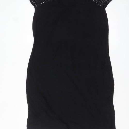 Yessica Women’s Black Crochet Sleeve Shift Dress Size 12