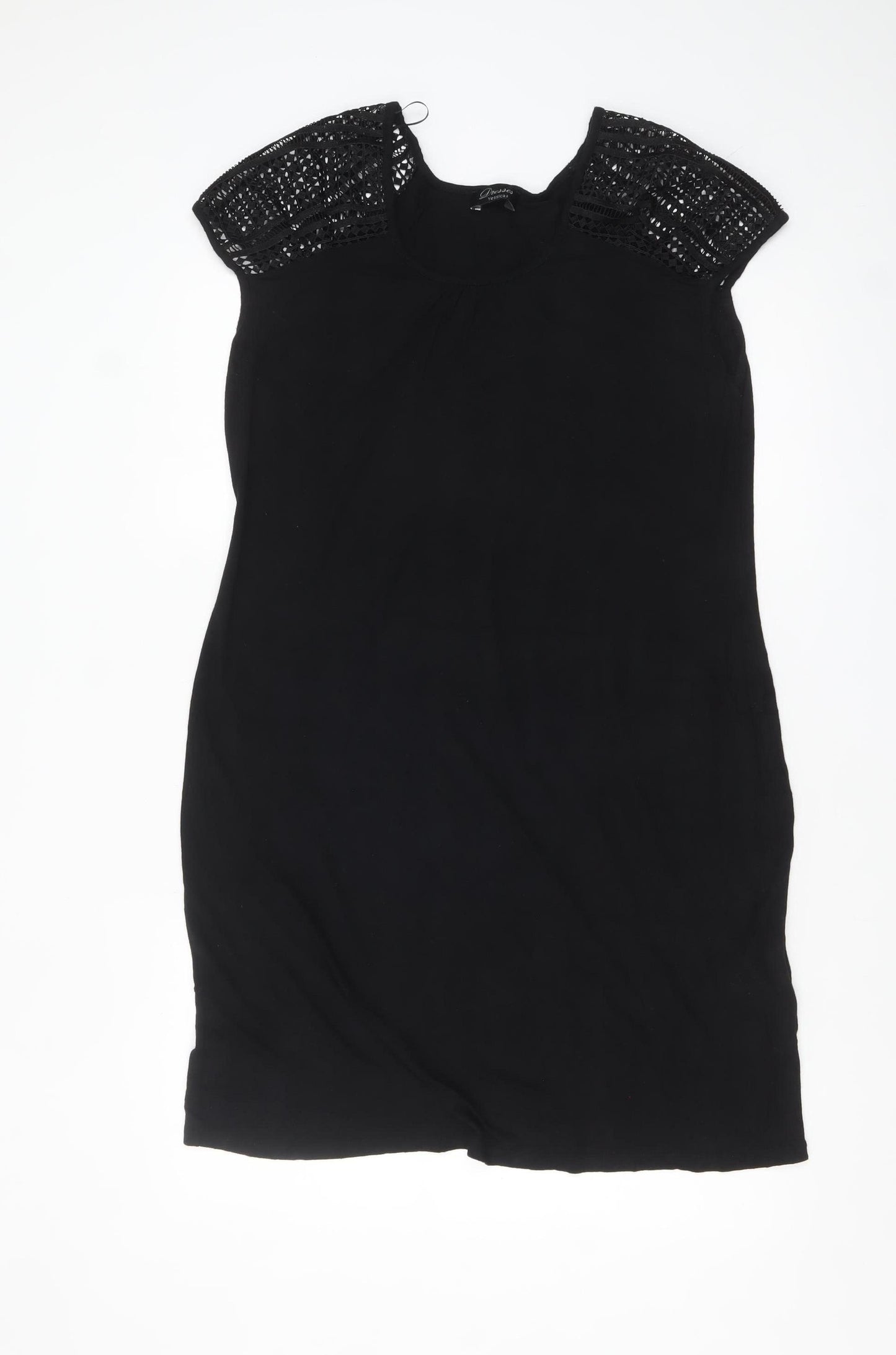 Yessica Women’s Black Crochet Sleeve Shift Dress Size 12