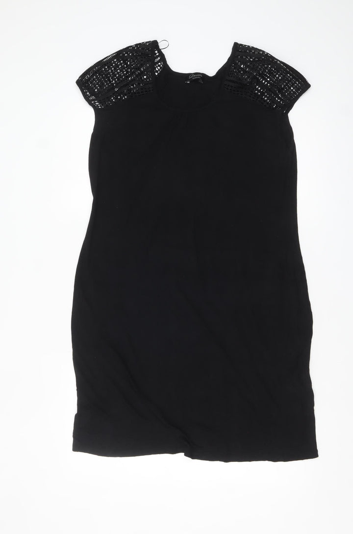 Yessica Women’s Black Crochet Sleeve Shift Dress Size 12
