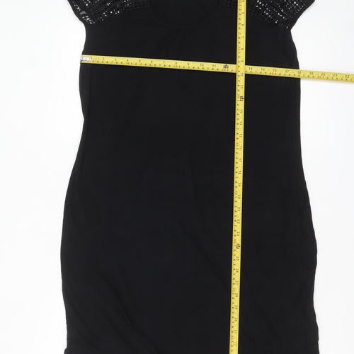 Yessica Women’s Black Crochet Sleeve Shift Dress Size 12
