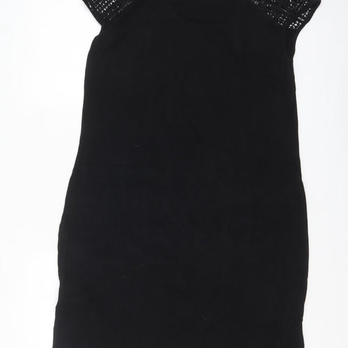 Yessica Women’s Black Crochet Sleeve Shift Dress Size 12