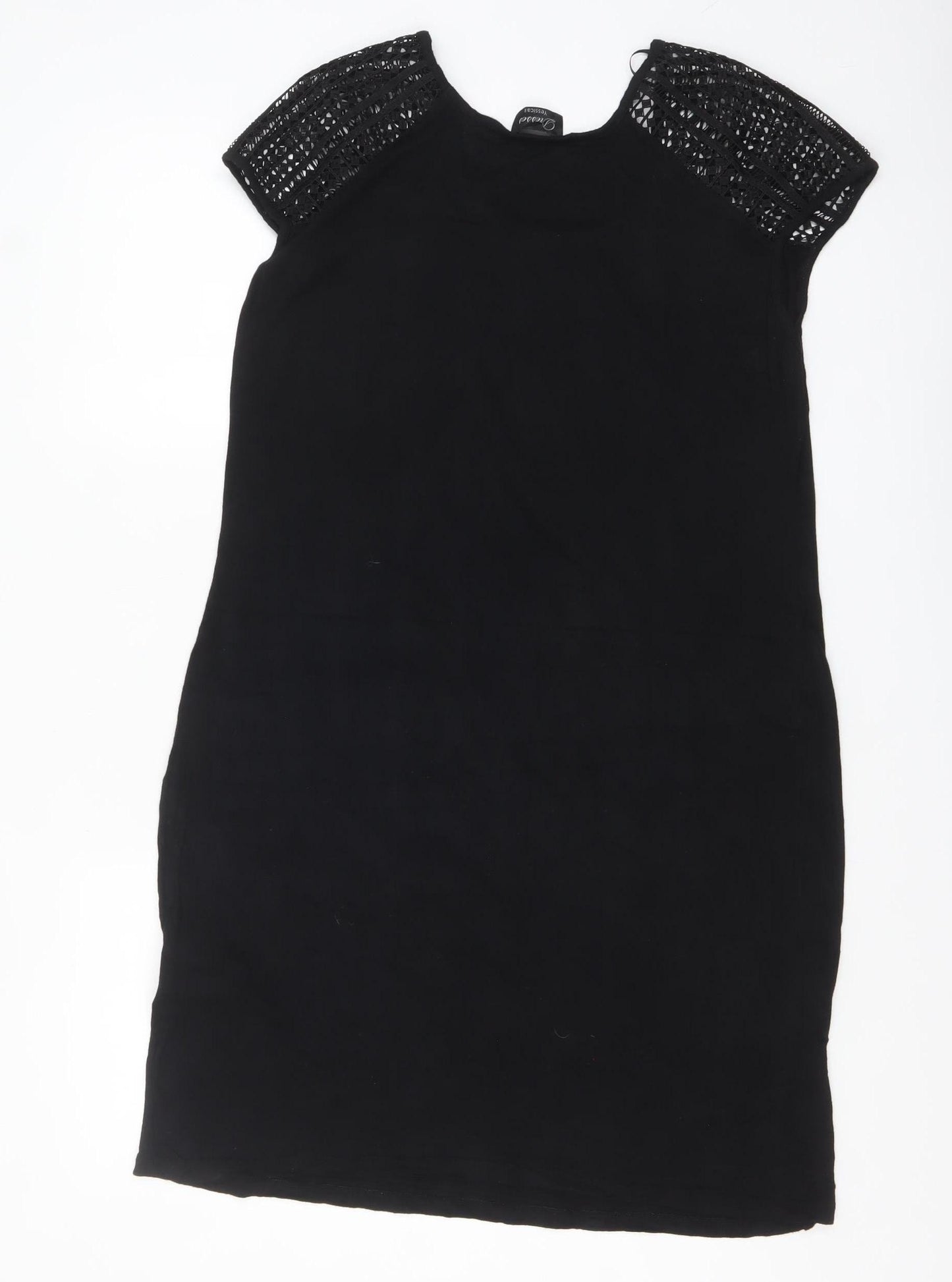 Yessica Women’s Black Crochet Sleeve Shift Dress Size 12