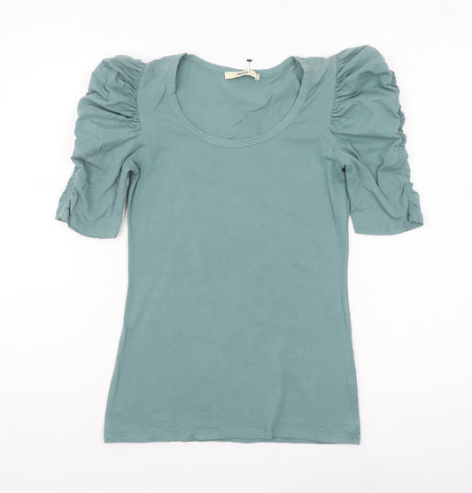 Oasis Women’s Green Puff Sleeve Cotton T-Shirt Size S