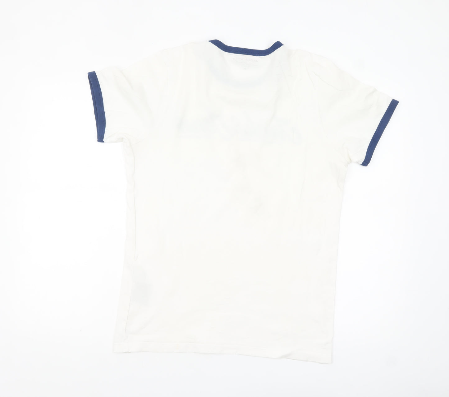 Jack & Jones Men's White and Blue Ringer T-Shirt Size M Cotton Casual