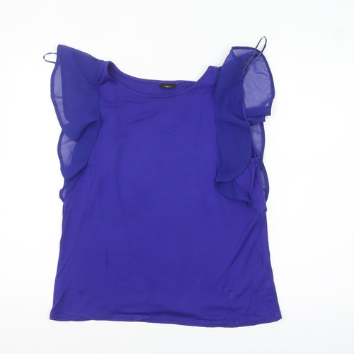 M&Co Womens Blue Ruffle Sleeve Camisole Blouse Size 12