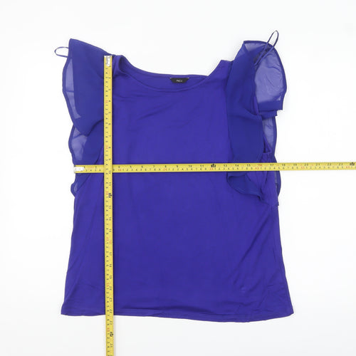 M&Co Womens Blue Ruffle Sleeve Camisole Blouse Size 12