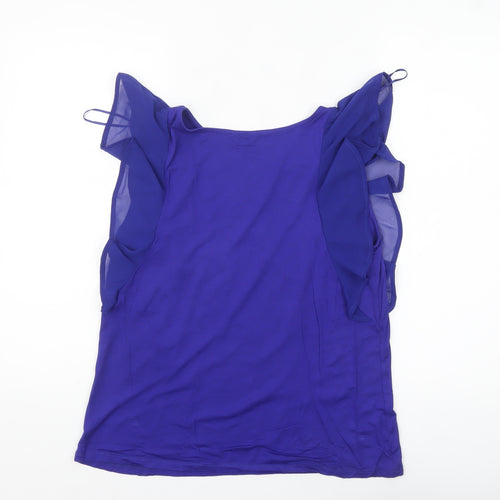 M&Co Womens Blue Ruffle Sleeve Camisole Blouse Size 12