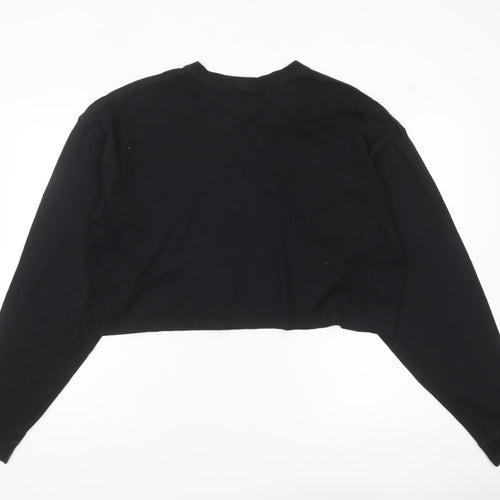 Reebok Women's Black Cropped Long Sleeve Cotton T-Shirt L