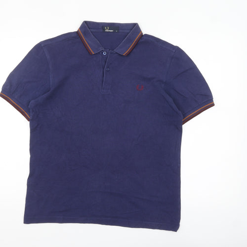 Fred Perry Men's Blue Regular Fit Cotton Polo Shirt M