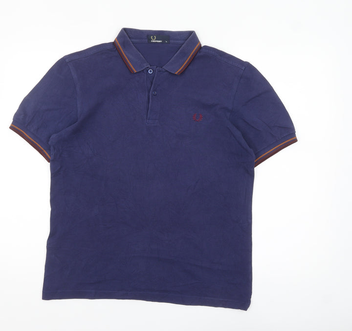 Fred Perry Men's Blue Regular Fit Cotton Polo Shirt M