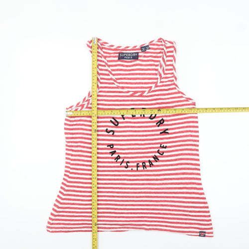 Superdry Women's Red Striped Cotton Tank Top Size 10