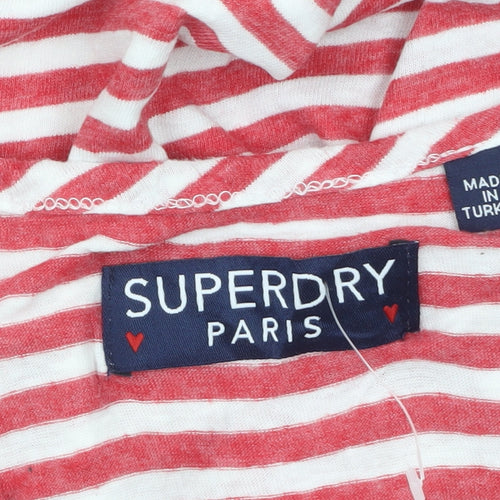 Superdry Women's Red Striped Cotton Tank Top Size 10